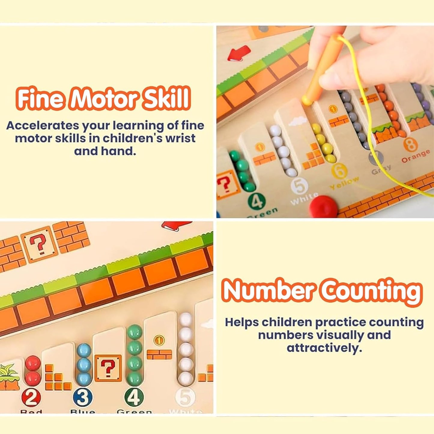 Wooden Magnetic Color and Number Mushroom Maze for Kids