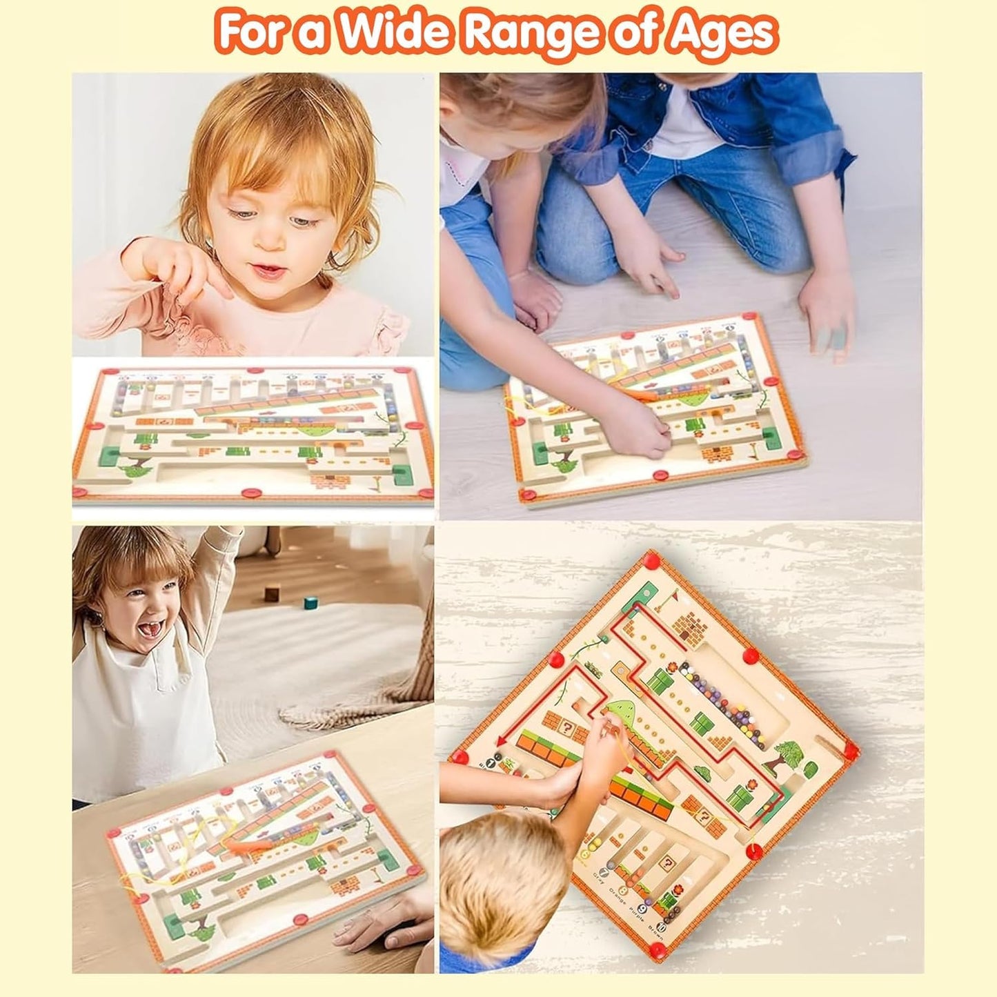 Wooden Magnetic Color and Number Mushroom Maze for Kids