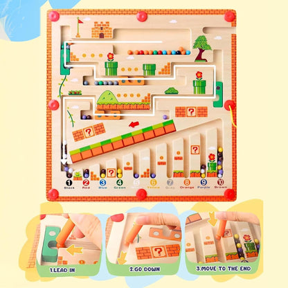 Wooden Magnetic Color and Number Mushroom Maze for Kids