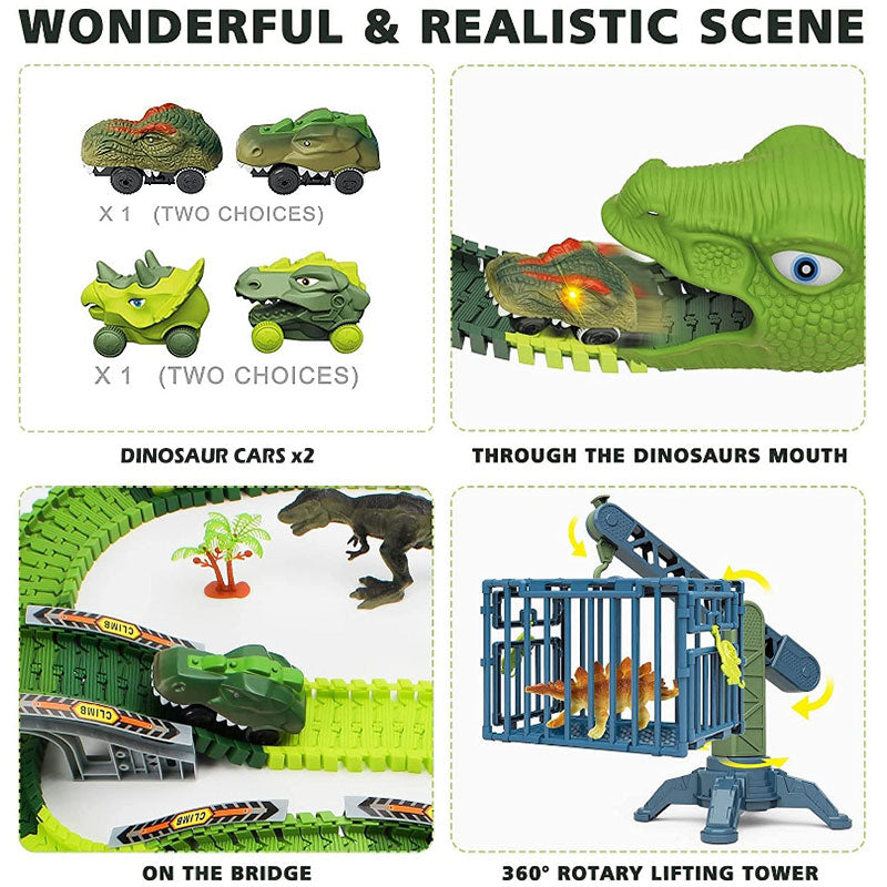 Dinosaur Electric Flexible Rail Track Toy 142 Piece Set