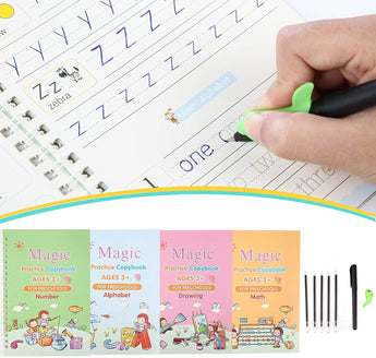 Magic Practice Copybook with pen (4 BOOKS +10 REFILLS) - HelloKidology