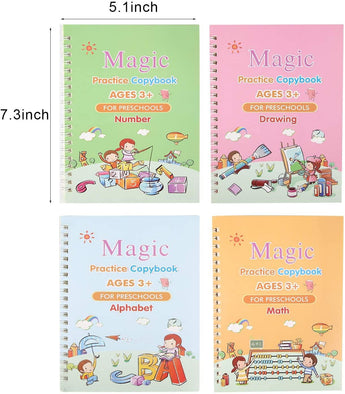 Magic Practice Copybook with pen (4 BOOKS +10 REFILLS) - HelloKidology