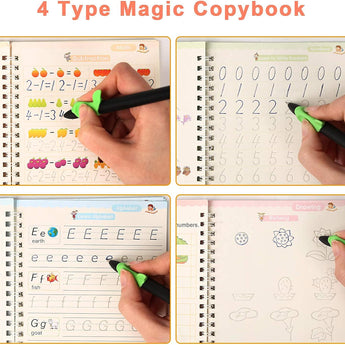 Magic Practice Copybook with pen (4 BOOKS +10 REFILLS) - HelloKidology