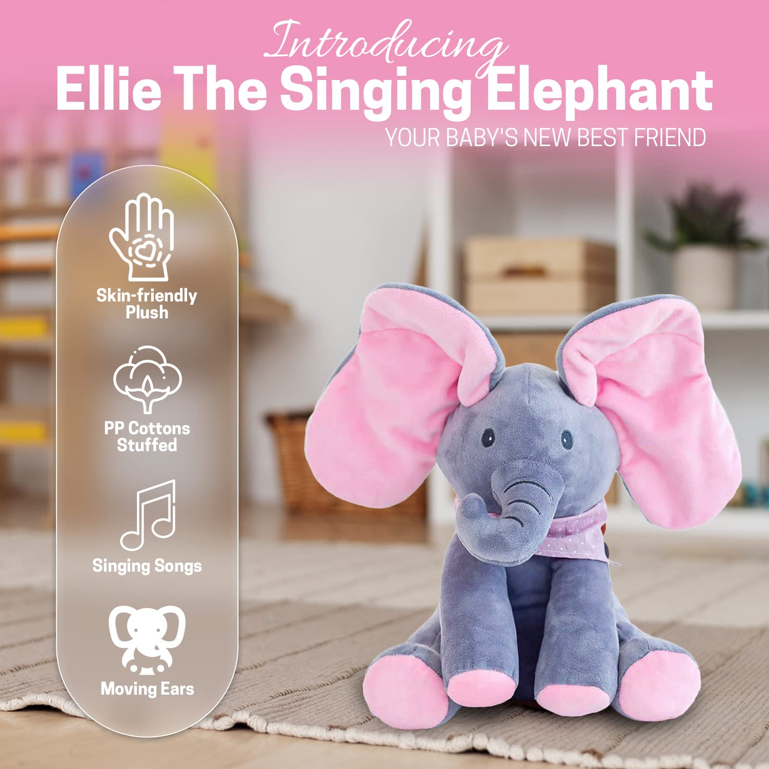 Elephant toy that sings and moves ears sales